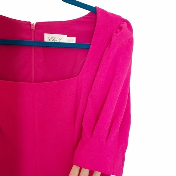 NWT Eliza J Fuschia Pouf Sleeve Dress - Picture 3 of 8